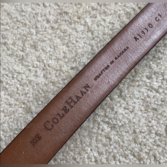 Cole Haan Men’s Black Dress Belt Solid Brass Gold Tone Buckle Size 36 - Picture 5 of 12